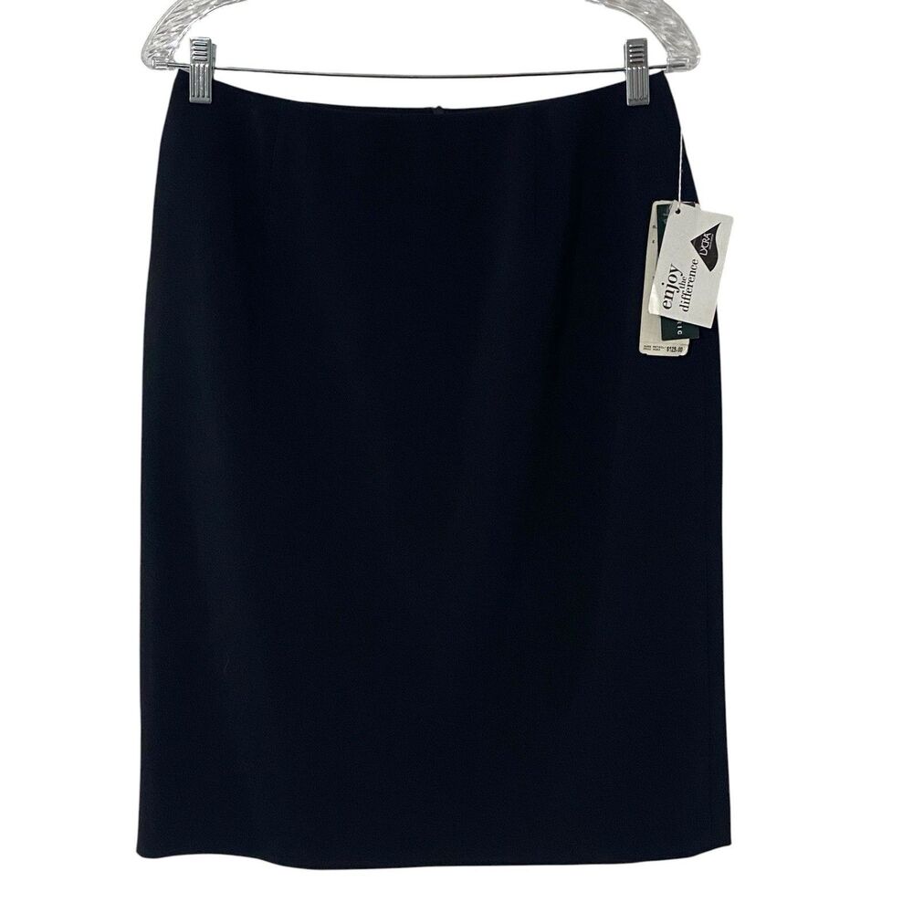 NEW Lauren Ralph Lauren Womens 12P black stretch gaberdine pencil knee skirt vtg
